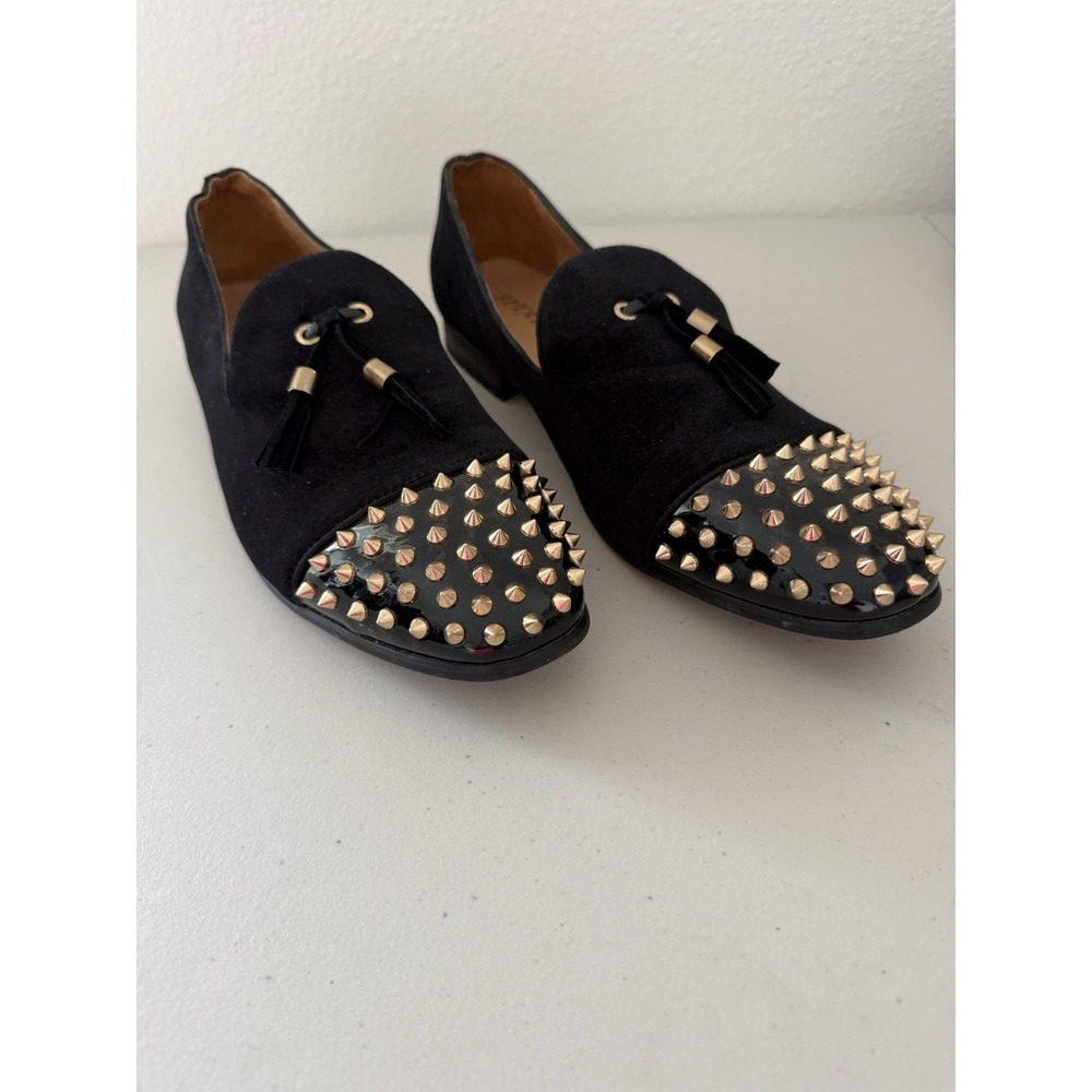 Jitai Mens Black Velvety Spiked Toe Dress Shoes - Size 13 - Picture 4 of 9